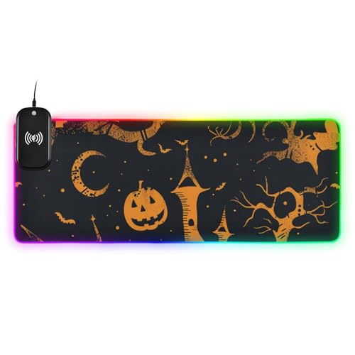 Tapis de souris Halloween XXL Weird Witchy Elm clavier lumineux 90x40cm