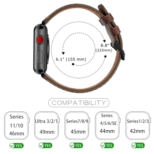 Tasikar Leather Bands Compatible with Apple Watch 49mm 46mm 45mm 44mm 42mm by Tasikar - Used condition - Image 5
