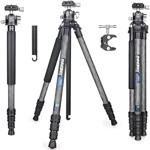Carbon Fiber Tripod INNOREL P254C 62.5 Compact Lightweight Tripod & Monopod for DSLR Camera Stand Support with Low Gravity Center Ball Head Special-Shaped Center Column Max Load 26.5 lbs/12 kg