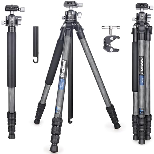 Image of Innorel Carbon Fiber Tripod P254C 62.5 inch Compact Lightweight Tripod & Monopod For Dslr Camera Stand Support With Low Gravity Center Ball Head Special-Shaped Center Column Max Load 26.5 Lbs 12 Kg