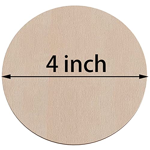24 Pcs 4 x 4 Inch Unfinished Wooden Cutout Tiles Blank Wood for DIY Painting Staining Wall Decor, Round - Thumbnail 2