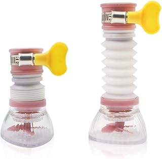 Faucet Water Purifier, Movable Kitchen Tap Head 360 Rotatable Sink Faucet Sprayer, Swivel Water Saving Tap Aerator Diffuser Faucet Nozzle Filter Adapter, Anti-Splash Extender Spout （Pink）