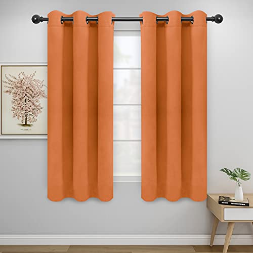 Image of Easy-Going Blackout Curtains for Bedroom, Solid Thermal Insulated Grommet and Noise Reduction Window Drapes, Room Darkening Curtains for Living Room, 2 Panels(42x63 in, Orange)