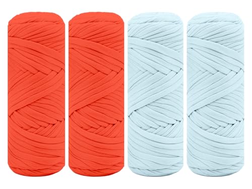 Maxee 400g T-Shirt Garn – 2 er Pack (je 200g/75m), Weiches Beilaufgarn zum Häkeln & Stricken – Farbintensiv & pflegeleicht, Ideal für Häkeltaschen/Körbe/Teppiche DIY Projekte, Handarbeiten und Deko