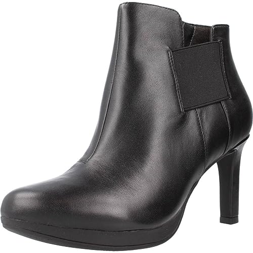 Clarks Ambyr Rise, Botas Cortas al Tobillo Mujer, Piel Negra, 35.5 EU