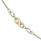 Peso: 3,35 gramos. CKL International 14 K Oro de Dos Tonos Infinity Tobillera 10 Pulgadas