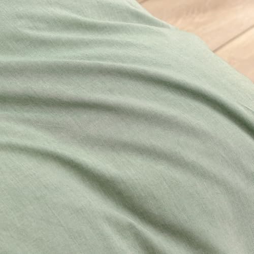 Image of BESTOUCH Cotton Solid Duvet Cover Set Linen Feel Green Super King Plus | 100% Washed Cotton, Soft Wrinkle Texture, Hidden Zipper, 8 Ties, Breathable Lightweight Durable Comfy, 3 Pcs No Insert