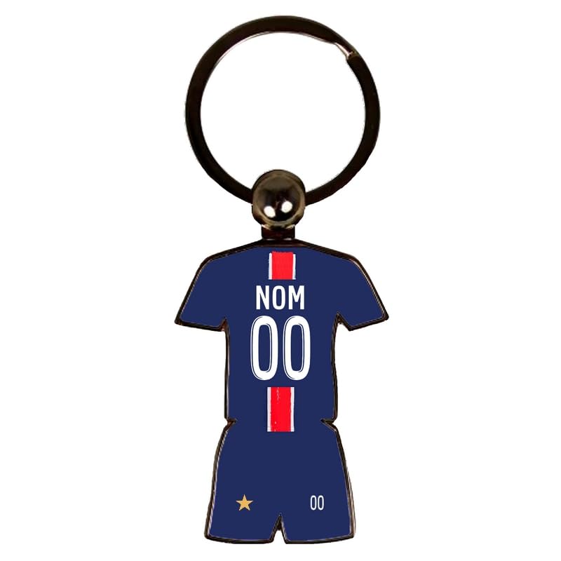 Porte Clés Football Paris Maillot Domicile 2024 2025 1 étoile Personnalisable avec Nom et Numéro - Idée Cadeau aniverssaire - fête des pères