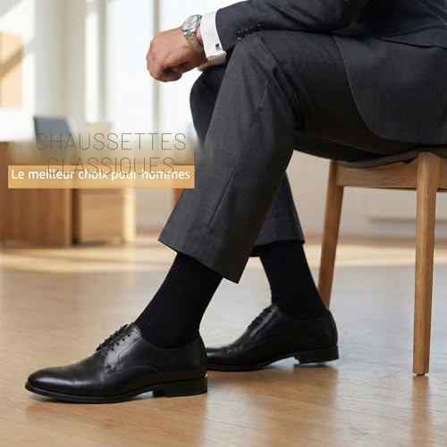 Wamicu Chaussettes Homme 43-46, 5 Paires Fines Chaussettes en Coton Peigné – vue 4