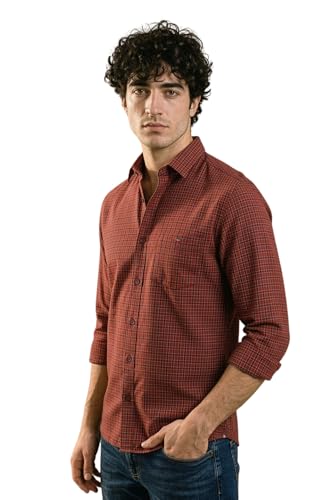 Image of Louis Philippe Men's Slim Fit Premium Cotton Easy Care, Soft Handfeel Full Sleeve Checks Casual Shirt
