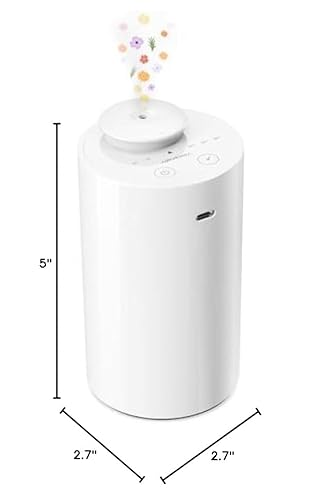 Airversa Waterless Diffuser for Essential Oil, Car Diffsuer, Battery Operated Nebulizer, 0.7 Fl Oz/ 20mL, Mini Scent Air Machine, 3 Timers & 3 Mist Levels for Home, Room, Car, Office - AN6 White