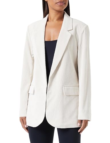 Blazer en velours côtelé crème pour femme veste droite regular fit