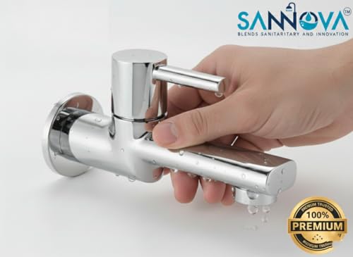 Image of Sanova Prime Heavy Duty Longbody Cock | Brass Cartridge | Steel Body | Heavy Handle | Chrome Finish | Wall Mounted Kitchen Sink Faucet