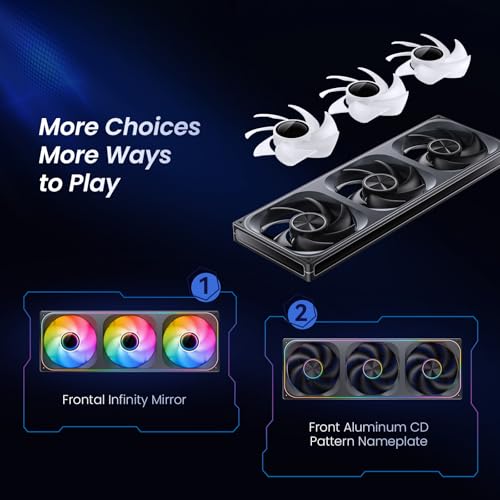 Image of JONSBO ZA-420B PC Case Fan, 420mm Silent PC Fan with 4-Sides Infinity Mirror Fan 1800RPM, Fan Style Exchangeable (AL NP /Infinity Mirror),3Pin ARGB,4Pin PWM Integrated M&F Head,Aluminum NP, Black