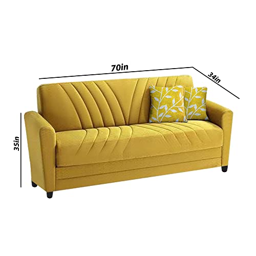Image of Francis 3 Seater Sofa Set for Living Room (Yellow Fabric)