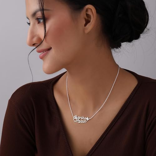 Image of TRUESILVER ACPL Personalized 925 Sterling Silver Name Necklace for Women & Girls | Customized Name Pendant Necklace | Custom Jewelry Gift for Birthday Anniversary Wedding