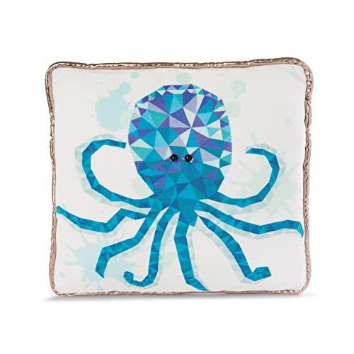 NICI Kuschelkissen Oktopus 30x30cm – Flauschiges Kuscheltierkissen für Mädchen, Jungen & Babys – Quadratisches Stofftierkissen in modischem Polygondruck, beige/blau, 1 Stück (1er Pack)