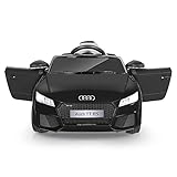 Ride on Car Licensed TT RS, 12V Kids Electric Motorized Car with 2.4G Remote Control, LED Lights, High/ Low Speed, Horn, Safety Belt, MP3 Music Player, AUX &USB Port-Black