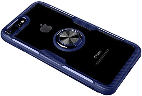 SORAKA Case for iPhone 8 Plus/iPhone 7 Plus with 360 degree rotation Ring Stand Soft Slim Fit Silicone Case Shockproof Anti-fingerprint Case with Metal Plate for Magnetic Car Phone Holder Black