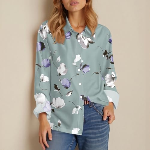 Long Sleeve Blouse for Women 2025 Fall Fashion Button Down Casual Loose Shirts4
