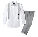 Spring Notion Boys' 4-Piece Suspender Outfit Light Grey & White Set w/Grey Suspenders 4T