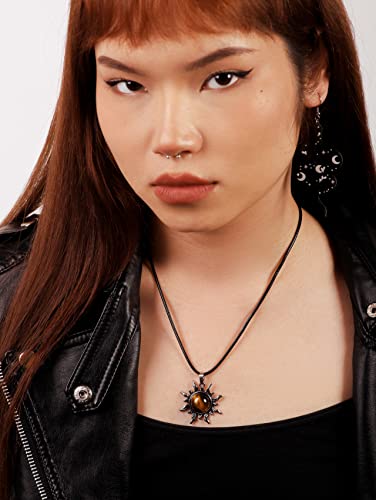 Sacina Gothic Sun Pendant Necklace, Goth Boho Necklace for Women, Christmas Jewelry Gift For Women2