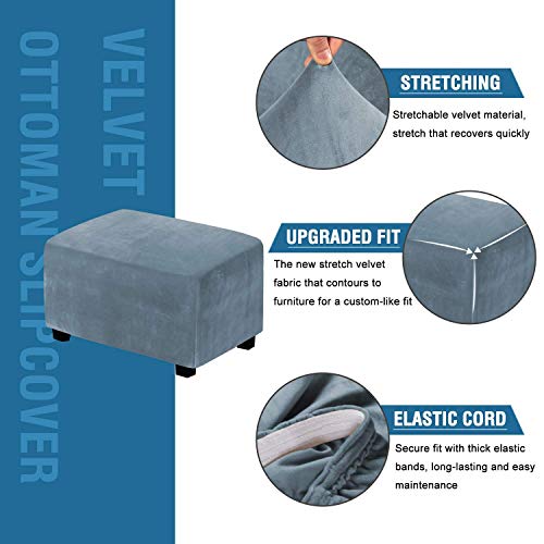 H.versailtex Recliner Chair Cover Velvet Plush 1-Piece Bundles Velvet Plush Ottoman Slipcovers(Large, Stone Blue) #TOP5