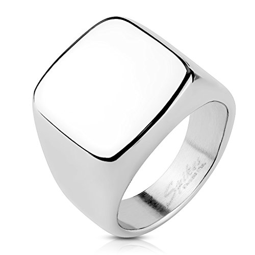 TATA GISELE © Bague Homme Chevalière en Acier Inoxydable Argenté - Largeur 16,5 mm (59) Cover