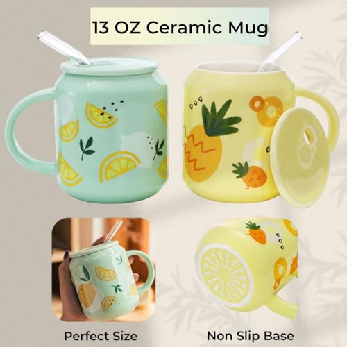 Set de 2 Mugs de Cerámica con Tapa y Cañita 13 oz miniatura 3