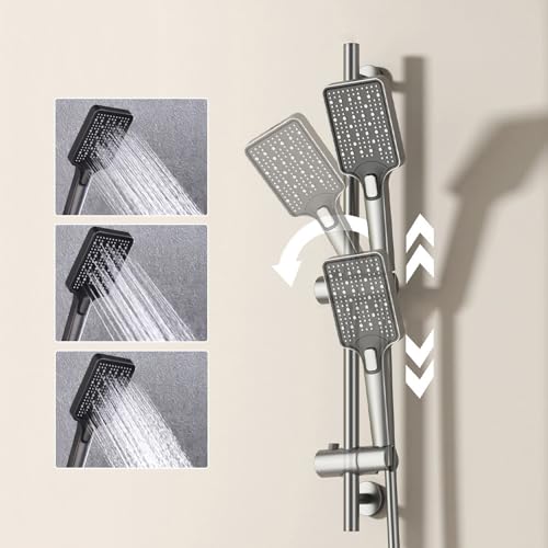 Mitigeur de douche mural résistant au calcaire avec jet cascade et poignée unique