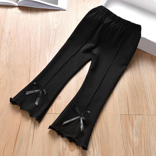 Girls Uniform Pants Kids Stretchy Elastic High Waist Flare Dress Pants Cute Bow Front Wide Leg Pants 2-14 Years2