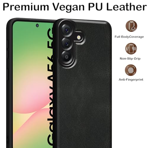 Image of amazon basics Back Cover for Samsung Galaxy A56 5G | Ultra Slim Soft Rubberised Case | Oil Feel Soft Leather Back | Camera Protection - Black