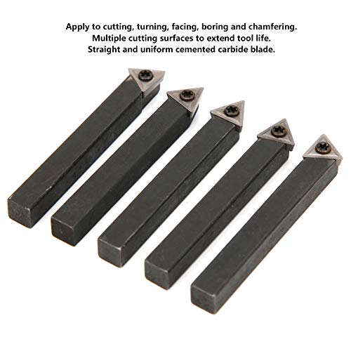 Ensemble d'outils de Tournage Indexables, 5 Pièces 0,25 Pouce Outils de Coupe de Tour à Métaux Tours d'usinage en Carbure Cémenté Outils de Coupe de Parement Multifonctionnel
