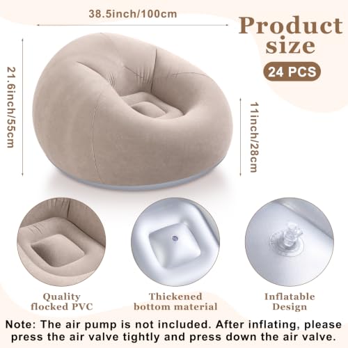 Image of Realspring Inflatable Bean Bag Chairs Outdoor Blow up Camping Chairs Inflatable Lazy Sofa Folding Portable Bean Bag Loungers Couch for Movie Night(Coffee,24 Pcs)