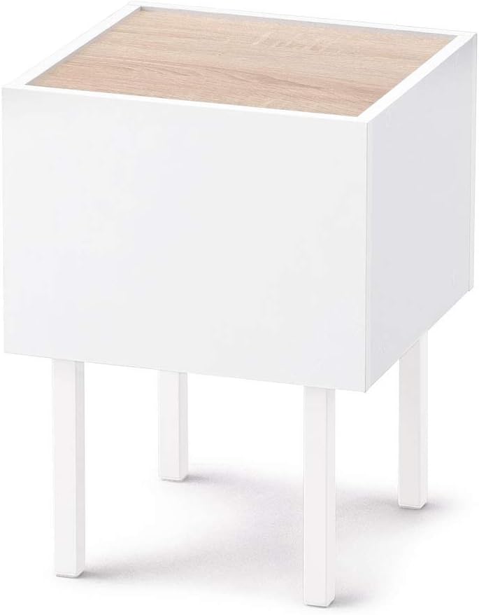 Iris Ohyama Hirobiro Series WST-300 Wooden Side Table, Bedside, Sofa, Desk, Stylish, Studio Room, Warm White/Light Natural, Width 11.8 x Depth 11.8 x Height 16.1 inches (30.0 x 30.0 x 41.0 cm)