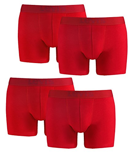Levi's Herren Boxershorts Shorts Boxer Brief Unterhosen 951007001 4er Pack, Farbe:Rot, Wäschegröße:XL, Artikel:-186 Chili Pepper