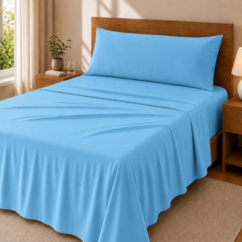 Degrees Home Premium – Juego de Sábanas 150x190 cm 3 Piezas: Sábana Bajera Ajustable, Encimera y Funda de Almohada 150X45 – Microfibra Cepillada, Suave, Oeko-Tex Certificado