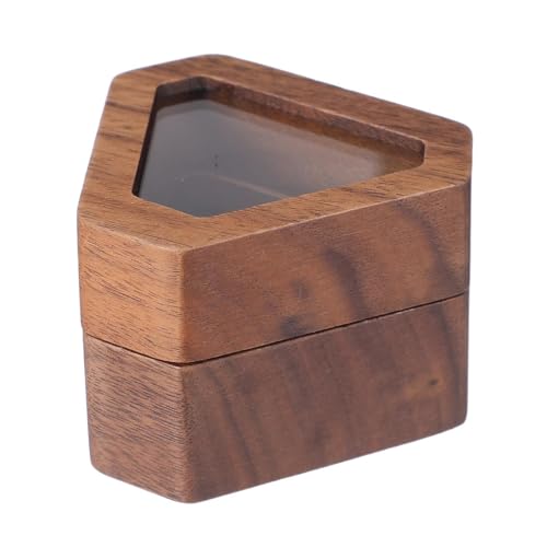 NIYANGLE Joyero de Madera Maciza Compacto 5,6 X 4,8 X 3,6 CM para Anillos y Pendientes, Caja Organizadora de Joyas Portátil para Viajes y Almacenamiento de Recuerdos