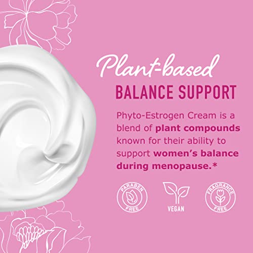 Phyto Estrogen Cream For Women | Plant Based Hot Flash, Menopause & Menstrual Cycle Support | Wild Yam, Black Cohosh, Dong Quai, Red Clover | 96 Topical Servings | 4Oz Pump | Vegan, Paraben-Free #TOP1