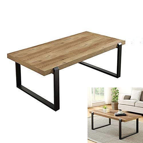Rustic Coffee Table, Industrial Cocktail Table, Wood Side Table Minimalist Coffee Table, For Living Room Terrace Garden,47 Inch #TOP1