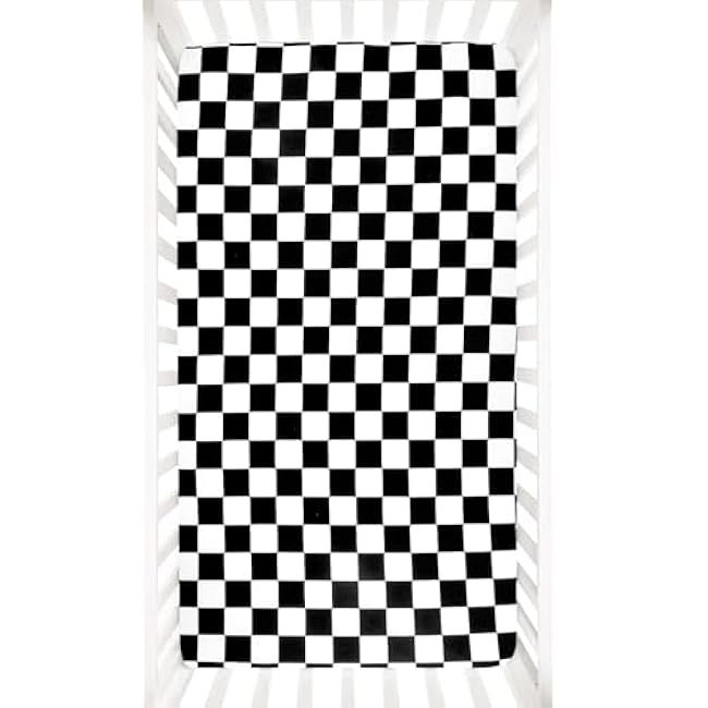 DILIMI Fitted Crib Sheets for Baby Boys and Girls, Ultra-Soft Breathable Baby Crib Sheet Fits Standard Crib and Toddler Mattress, Black Checkered