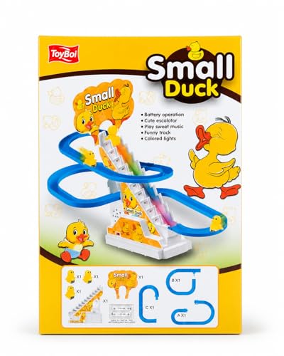 Image of Duck Slide Toy Set for Boys and Girls with Music and Lights, Stair Climbing Escalator Track Playset, Battery Operated, Non-Toxic Plastic, Multicolor