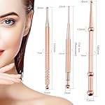 Nuanchu 3 Pieces Facial Reflexology Massage Tool Stainless Steel Manual Acupuncture Pen Retractable Acupuncture, Stainless Steel Double Headed Spring Loaded Ear and Body Point Probe Pen (Rose Gold) - Image 2