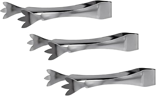 Soro Essentials - Juego de 3 pinzas de acero inoxidable para hielo de 7 pulgadas - Pinzas para servir hielo, pinzas de cocina, aperitivos para café,
