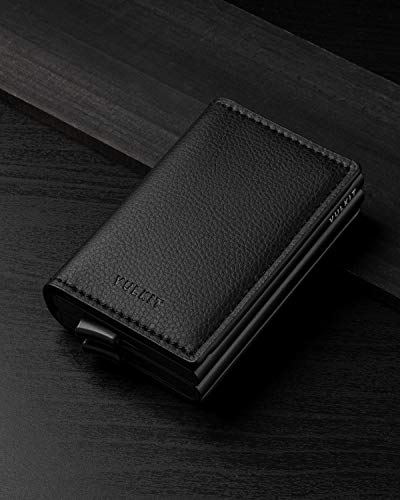 Image of Pop Up Wallet Automatic Slim Leather Credit Card Holder RFID Blocking with Money Clip Business Wallet Holds 12 Cards