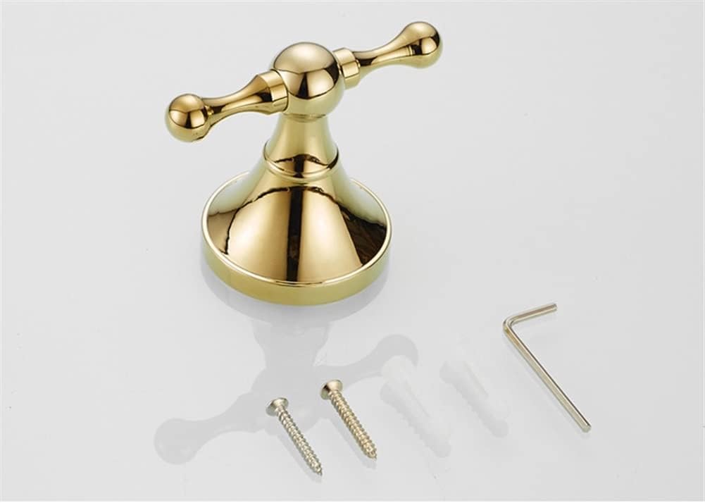 LSLYTQ Gold Brass Bathroom Hardware Set 4 Pieces, Towel Rack, Towel Ring, Toilet Paper Holder, Robe Hook