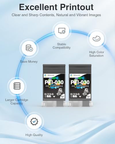 Image of PFI-030 MBK PFI-030 Pigment Ink Tank Compatible with Canon PFI-030MBK | 55ML High Capacity PFI030 Matte Black Ink Cartridges for imagePROGRAF TA-20 TA-30 TM-240 TM-340 Printers, 2-Pack