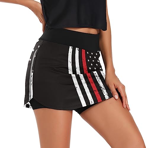 ODAWA Saia feminina esportiva com bandeira preta leve saia de golfe tênis shorts esportivos P-GGG, B