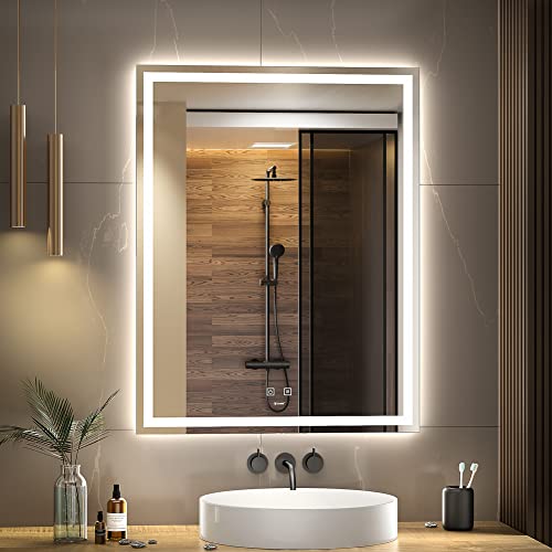 GANPE Specchio da bagno a LED, specchio da trucco, montaggio a parete, 6500 K, LED ad alto lumen,...