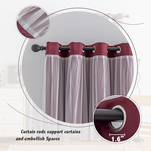 Image of Anytime Double Layer Blackout Curtains 2 Panels,52Wx84L,Wine Red